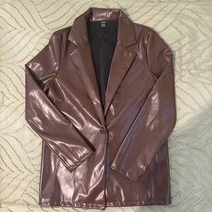 Women's Brown Faux Leather Jacket